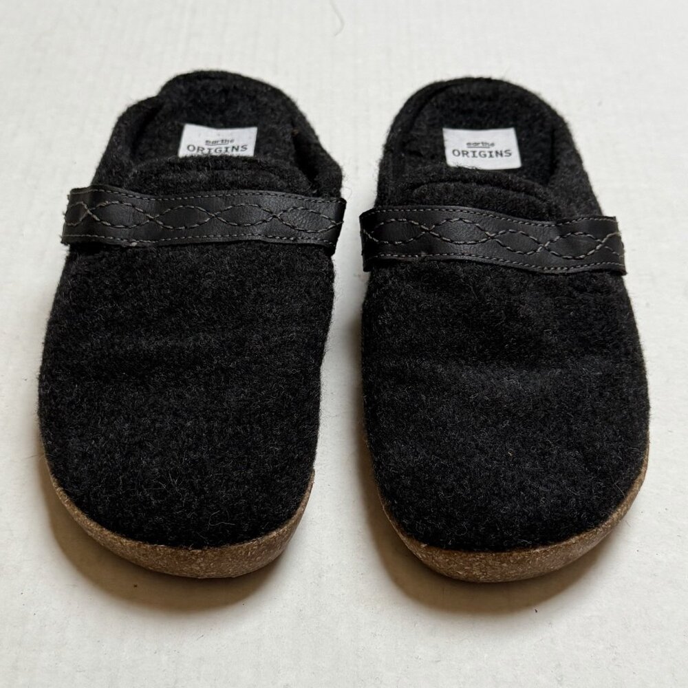 Earth Origins Women's Jenna Clogs Mules 8.5 M Black Felt Fabric Slip On Shoes